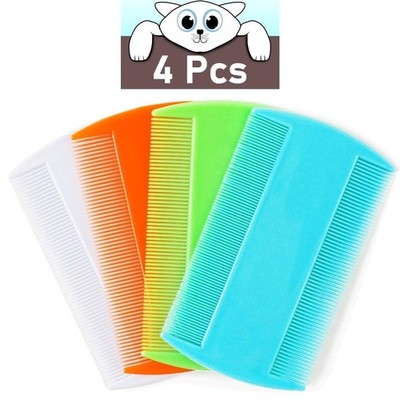 Double Sided Flea Comb for Cats and Dogs, 4-Piece Pet Grooming Kit for Short