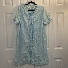 Stardust Vintage Nightgown Housecoat Chic Grandma Cottagecore, Soft Blue, Size M