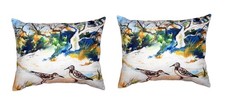 Pair of Betsy Drake Tree  Beach No Cord Pillows 16 Inch X 20 Inch