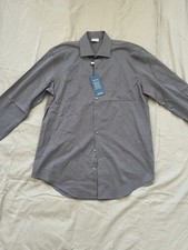 Kenneth Cole Reaction Men's Gray Striped Slim Fit Dress Shirt Size M