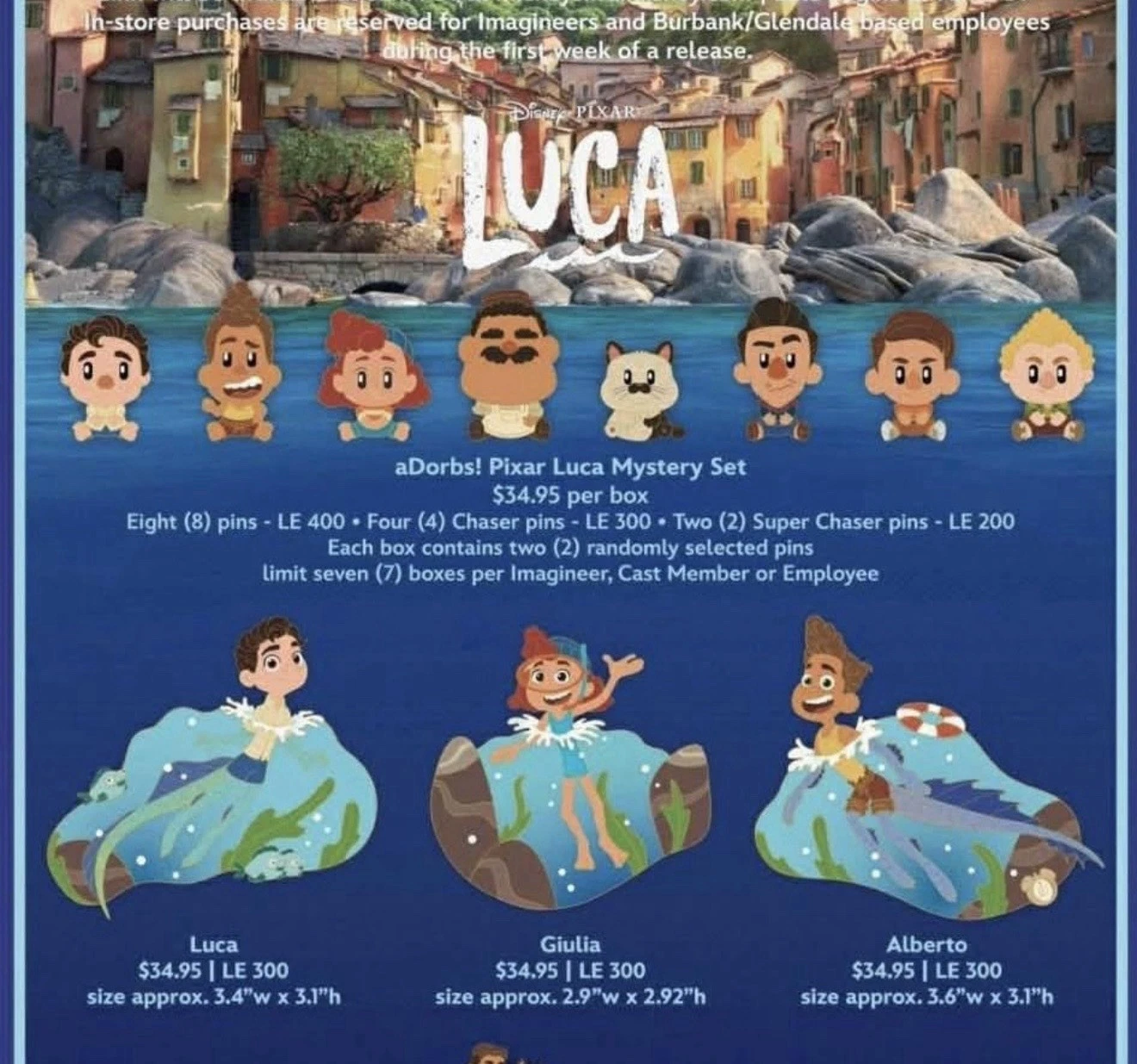 Disney WDI MOG Luca 7 Boxes Of Adorbs! Plus 3 LE Pins Confirmed