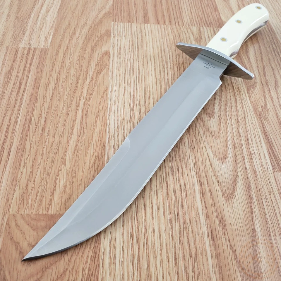 Cuchillo fijo Katz Alamo Bowie 10" XT-75 hoja completa de acero blanco mango Micarta Foto 3 de 4