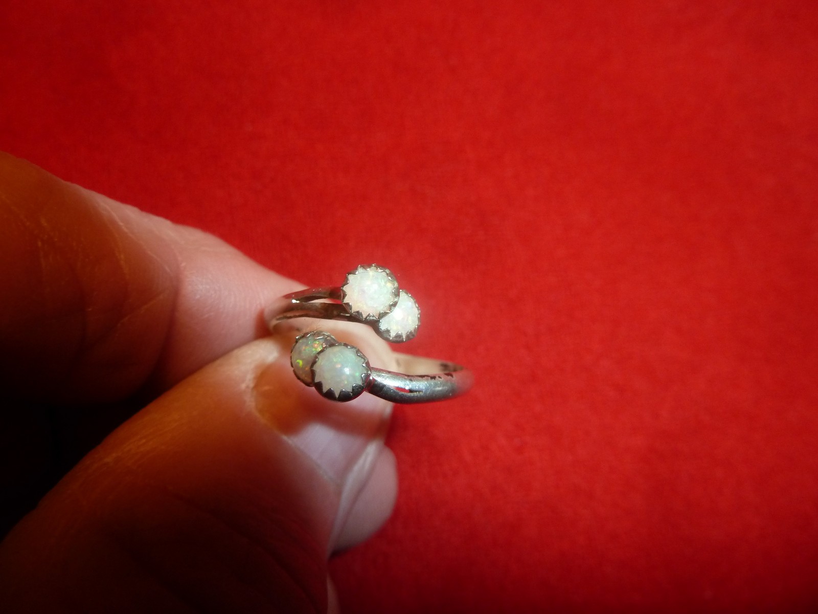 Sterling Silver Adjustable Ring with Four Natural… - image 1