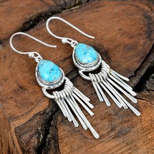 For Her Arizona Turquoise Gemstone Sterling Silver Dangle/Drop Earrings 2.70"