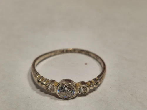 Ring Silber 925 vergoldet mit 3 Zirkonia Edelsteinring Silberring Gr.18mm - Bild 4 von 6