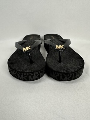 Michael Kors Bedford MK Logo Platform Wedge Flip Flop Sandal Size