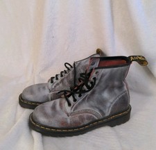 Vintage Made In England Gray Red Dr Martens Docs Air Wair Lace Boots UK 6 Y2k