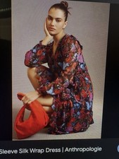 Vince Camuto NWT Beautiful Blooms Long Sleeve Silk Wrap Dress Floral BWTN