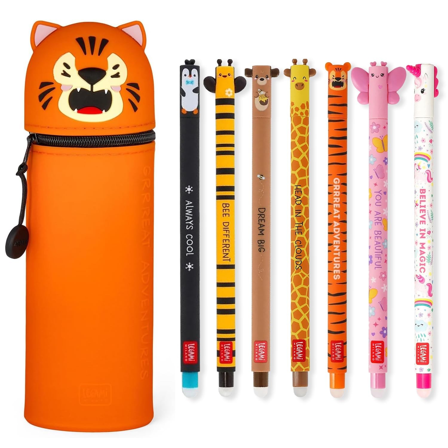 Stylos gel effaçables sans rature avec trousse télescopique pour corriger ses notes