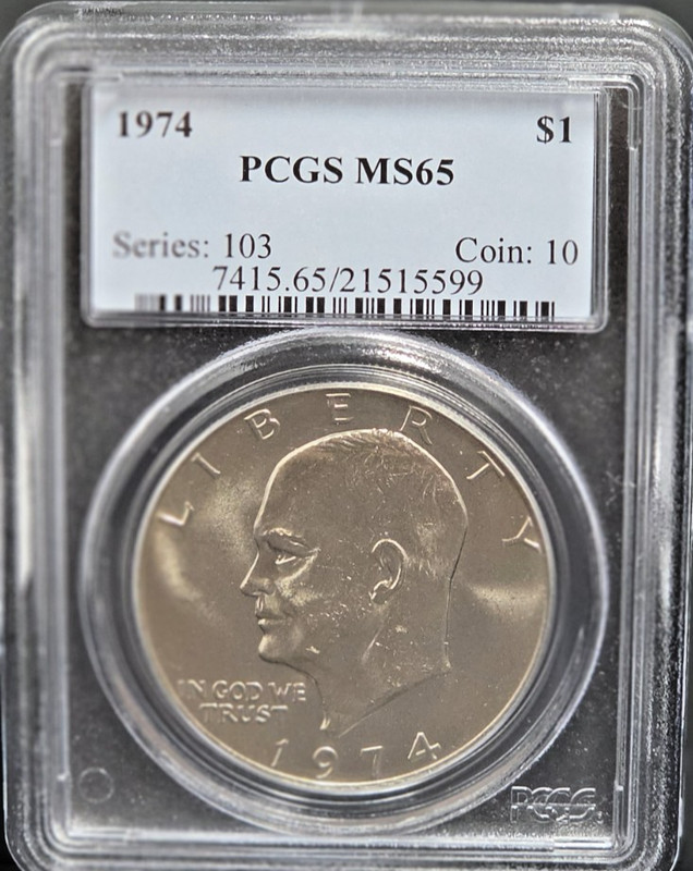 1974 Eisenhower $1 PCGS MS65 Uncirculated Dollar Series 103 Coin Certified