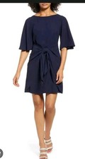 Vince Camuto Women's Navy Flutter Sleeve Dress