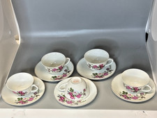 Children's 10-piece Tea Cup Set - white, pink, and green w/ Gold Trim Porcelain