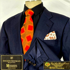 Hickey Freeman BESPOKE Blazer Loro Piana Tasmanian Super 120's Wool 42 Long USA