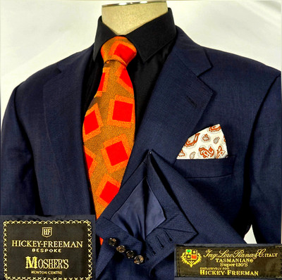Hickey Freeman BESPOKE Blazer Loro Piana Tasmanian Super 120's Wool 42 Long USA