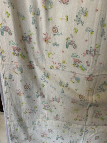 Baby Girl Boy Vintage Nursery Rhymes Receiving Blanket 36" x 23" 1960-70's