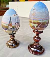 Holzei russische Volkskunst Holz bemalt auf Ständer 2 x von 2004