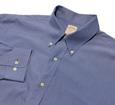 Brooks Brothers Shirt Mens 16.5-4/5 Blue Non Iron Button Up Long Sleeve