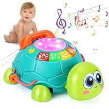 Musical Turtle Baby Toys 6 to 12 Months, Infant Light up Music Toys English