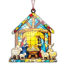 Nativity Ornaments for Christmas Tree Decor with Holy Family Scene Ornament