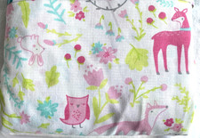 Fitted Crib Sheet Pink Woodland Animals Birds Gentle Steps 28x52 in. Cotton/Poly