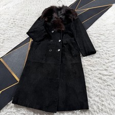 Mario Valentino Sable Fur Leather Coat Long Black