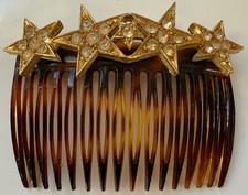 Vintage Rare Hair Comb Made in France with Stars and Rhinestones  Never Worn 