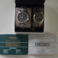 Seiko Mens - Kinetic & Solar Quartz Analogue Wristwatch Set, Steel Bracelet, Box