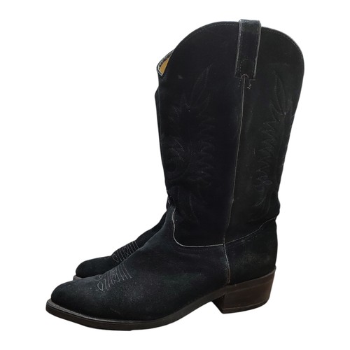 Vintage Western Black Leather Suede Cowboy Boots USA Made Builtrite Mens 12 EE - Picture 6 of 18