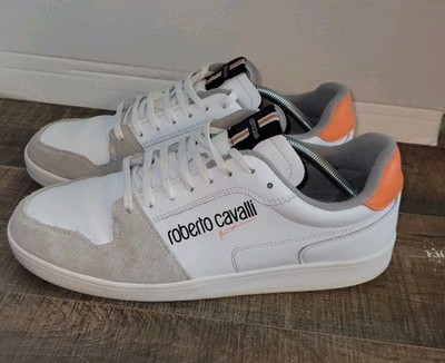 Roberto Cavalli Sport Mens White Sneakers 9.5 Leather Suede After Market Insoles