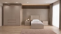 Modernes Beiges Jugendzimmer Bett Kleiderschrank Nachttische MäDchen Teenager