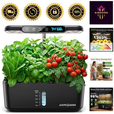 Elegant Hydroponics Garden Kit with 10 Pods & LED Light for Kitchen Fresh Herbs