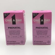 One-A-Day Prenatal 1 w/ Folic Acid DHA Iron Multivitamin 60ct EXP 04/27 LOT OF 2