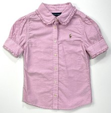 NWT Polo Ralph Lauren Girls Pink Short Sleeve Oxford Blouse Shirt sz 6x