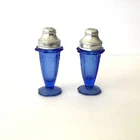 Jeannette Glass Cherry Blossom Cobalt Blue Depression Glass Salt & Pepper Shaker