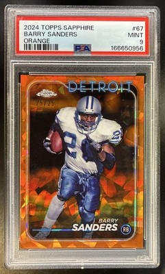 2024 Topps Chrome Sapphire Edition #67 Orange Refractor /25 Barry Sanders PSA 9