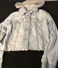 Cat And Jack Girls, Hooded Denim Jacket, Size Large Light Blue