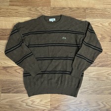 VTG Chemise Lacoste France Brown Men Sweater Knit Croc Logo Adult SZ 3