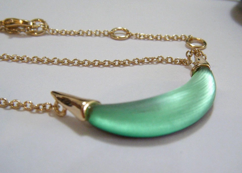 Antiguo Collar Colgante Alexis Bittar Verde Lima Esmerilado Lucita Tapa Media Luna Foto 4 de 4