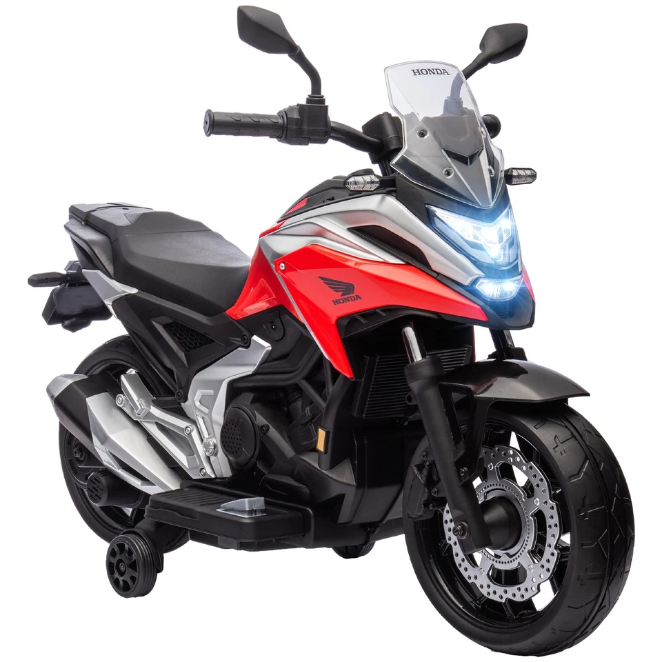 AIYAPLAY Moto Elettrica per Bambini 3-6 Anni Licenza Honda in PP e Metallo Rossa