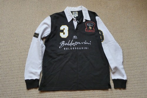 La Martina Baldessarini Rugby-Shirt Polo Sweat Gr. L schwarz black Applikationen