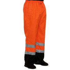 REFLECTIVE APPAREL HIVIS ORANGE SAFETY PANTS: BREATHABLE WATERPROOF: ANSI E, MED