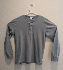 NWOT Onia Henley T-Shirt Mens Slub Cotton Gray LS Button Up - S