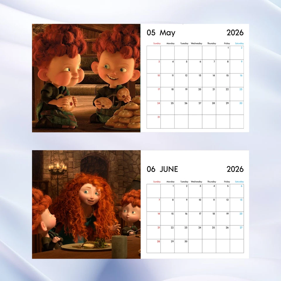 Calendario Brave 2026, Calendario de Pared Princesa Mérida Disney Pixar, Regalo Fantasía Foto 4 de 4