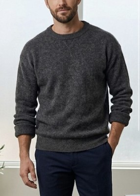 Consensus 100% Cashmere Sweater Mens L Gray Crew Neck Vintage Soft Luxury Knit 