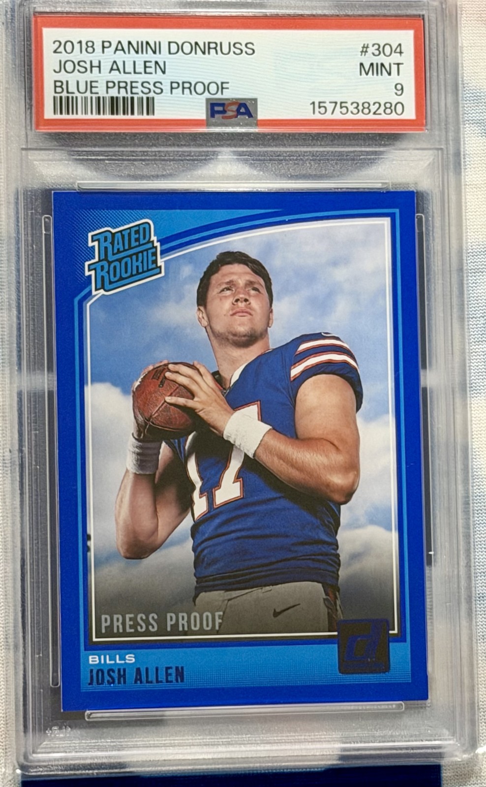 2018 Panini Donruss - Rated Rookie Josh Allen #304 Press Proof Blue (RC) view 4