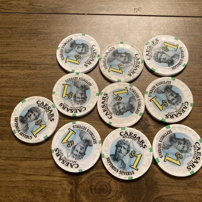 (10) $1 Caesars Nero atlantic city casino chip lot