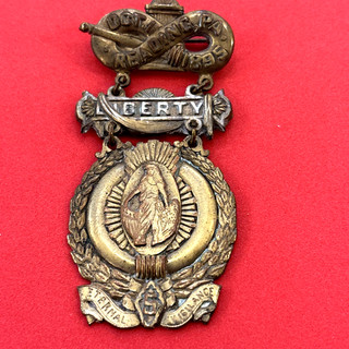 Antique Oct. 1 1895 LIBERTY Brass Reading Pa Fireman's Badge Keystone Badge Co.