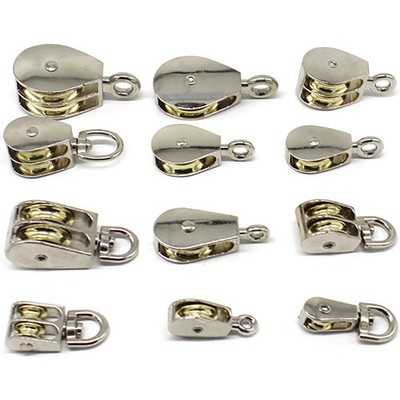 Metal Heavy Duty Single / Double Pulley Block Wheel Swivel Lifting Rope Rotate