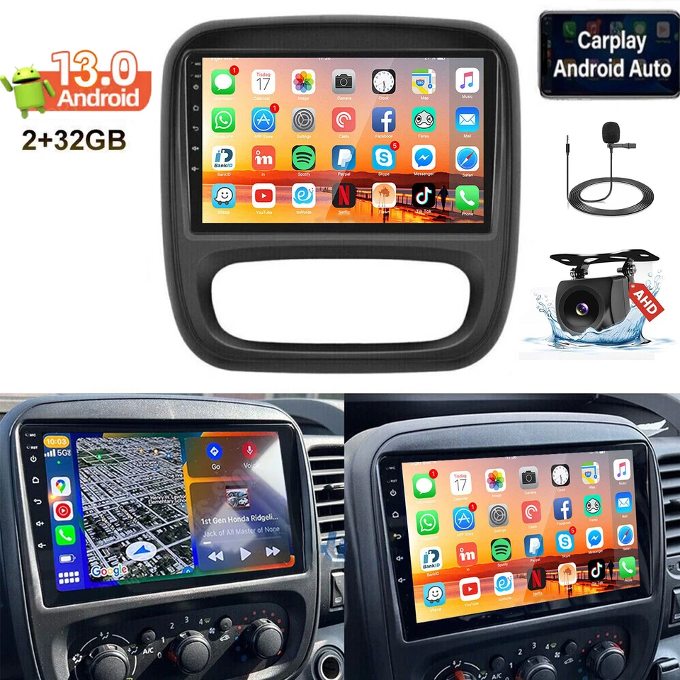 Für Opel Vivaro B Renault Trafic DAB+ CarPlay Autoradio Android 13 GPS Navi Dash