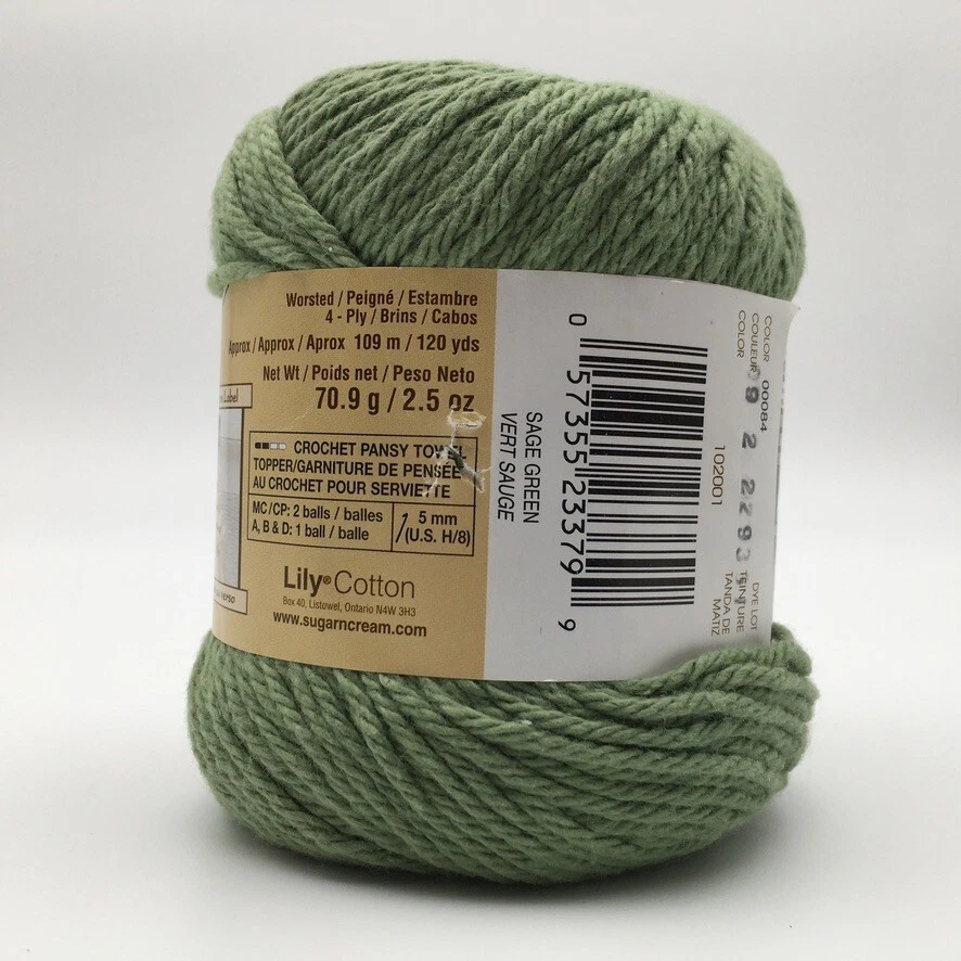 Lily Sugar 'n Cream 2,5 oz madeja peso medio verde salvia 00084 Foto 3 de 4